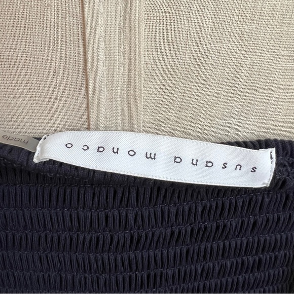 Susana Monaco Smocked Bodice Dress with Tie Straps in Midnight Size Small - Picture 4 of 7